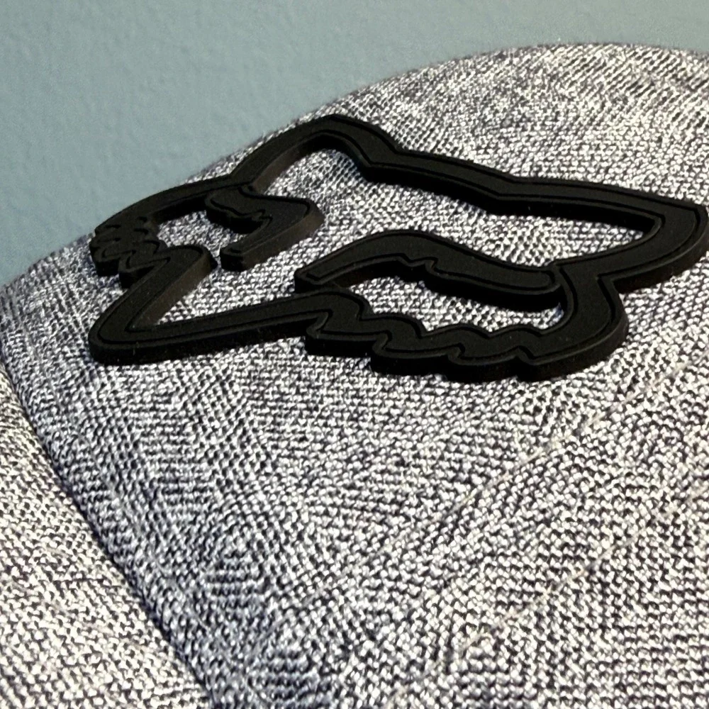 Fox Racing Kids Hat‎ Grey Herringbone Black Rubber Logo Y2K Youth Baseball Cap